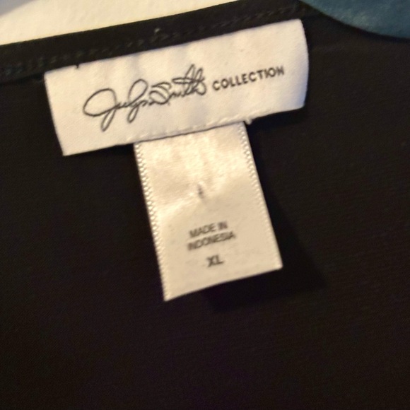 Jaclyn Smith Collection XL Red Black Floral Faux Wrap Dress Overlay Cardigan - Picture 9 of 16